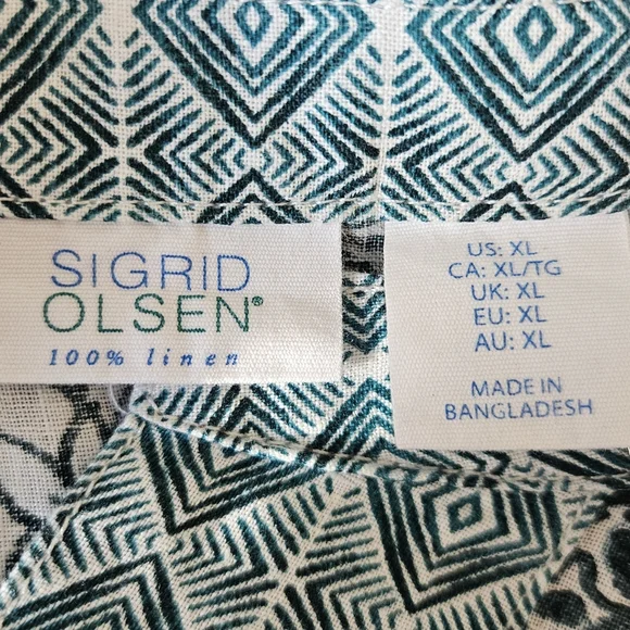Sigrid Olsen Womens Tunic top XL Linen Floral Boho Beach Resort Lightweight - Picture 7 of 8